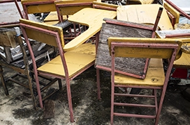 Group of old school desks.