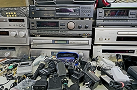 A large pile of old electronics.