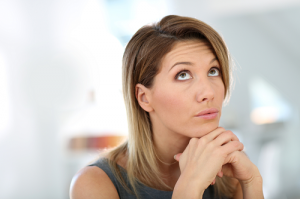 Woman with wondering facial expression
