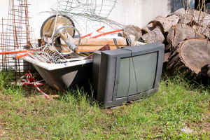 Old TV pile stack