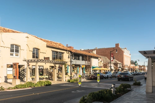 Downtown Burlingame Avenue with shops and street view