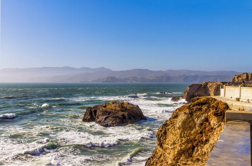Sutro Baths, cliffs, and Ocean Beach in Outer Richmond, San Francisco