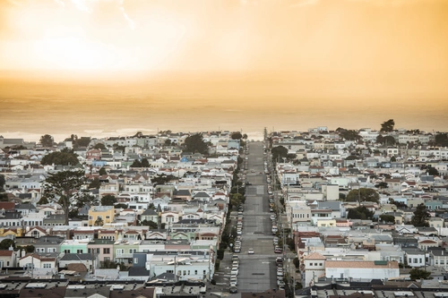 Sunset District oceanfront homes and beach view in San Francisco