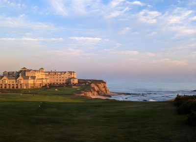 Half Moon Bay cliffside resort with ocean sunset view
