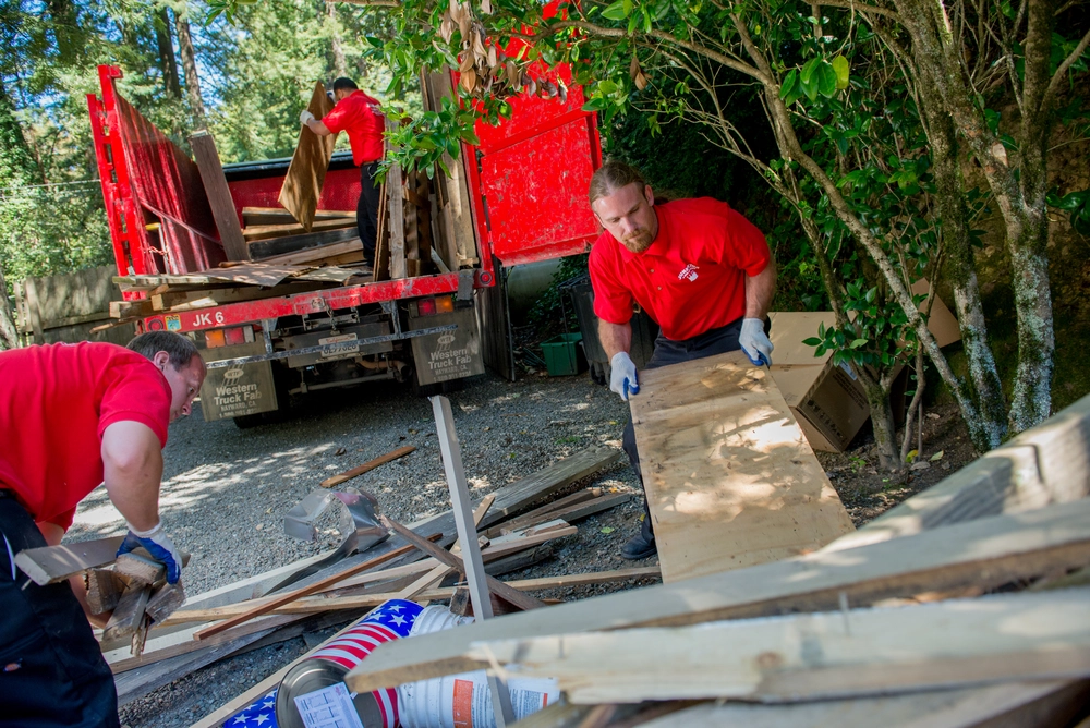 Yard waste removal team clearing debris from a Sunset District property