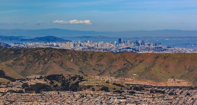 San Bruno hillside view overlooking the San Francisco skyline